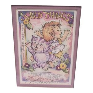 Jody Bergsma Wild Things Art Print Frame Cat Child 9x11 Signed